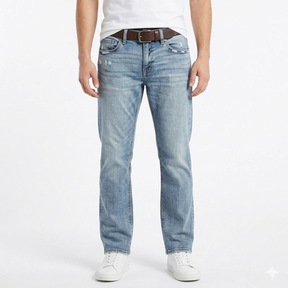 BKE Jake Straight Blue Jeans Men's 30x30 Light Washed Distressed Denim